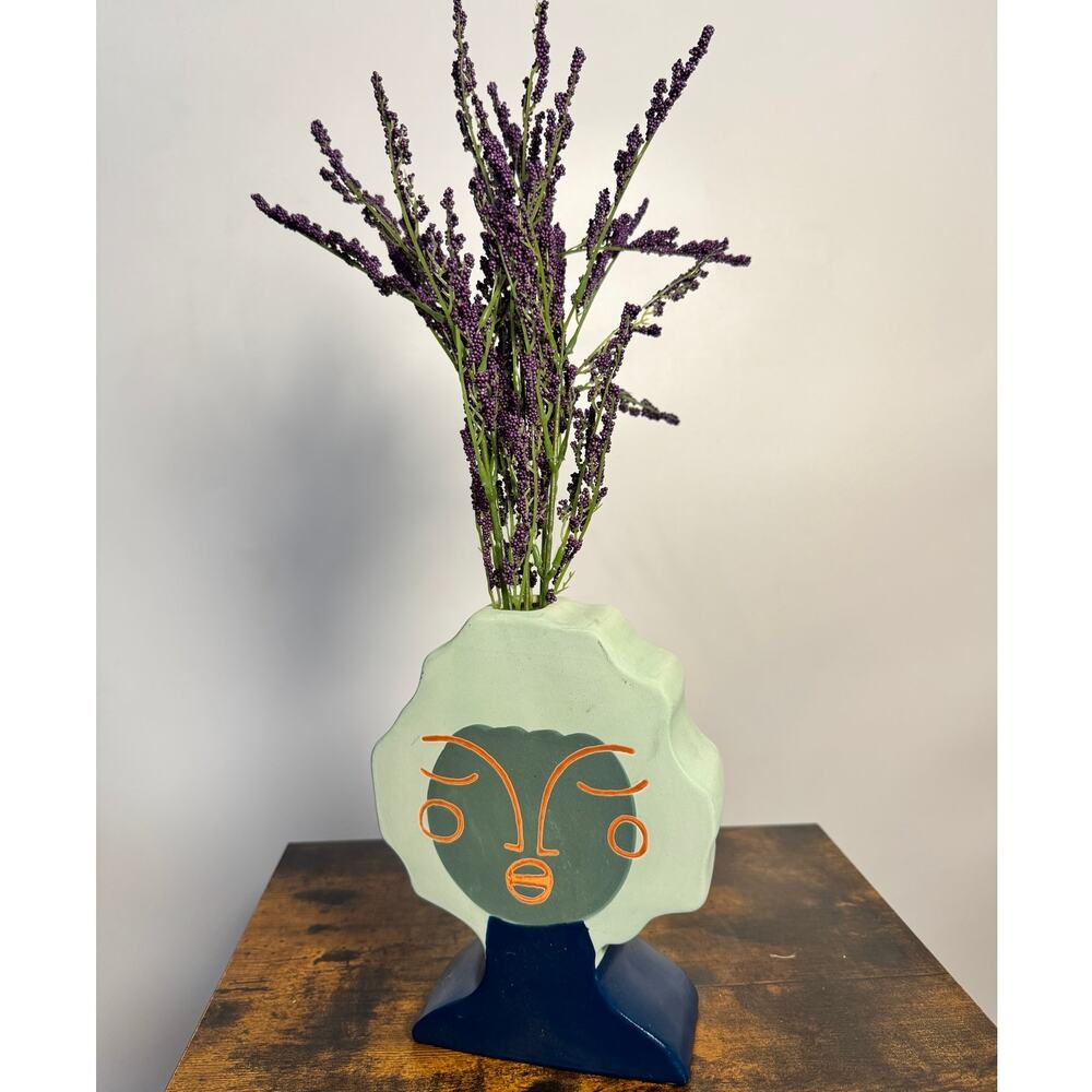 Blue Terracota Face Vase Opal House